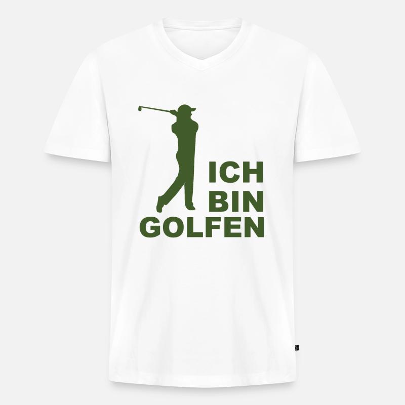 Golf Golfen - Männer Premium Bio T-Shirt mit V-Ausschnitt - Weiß