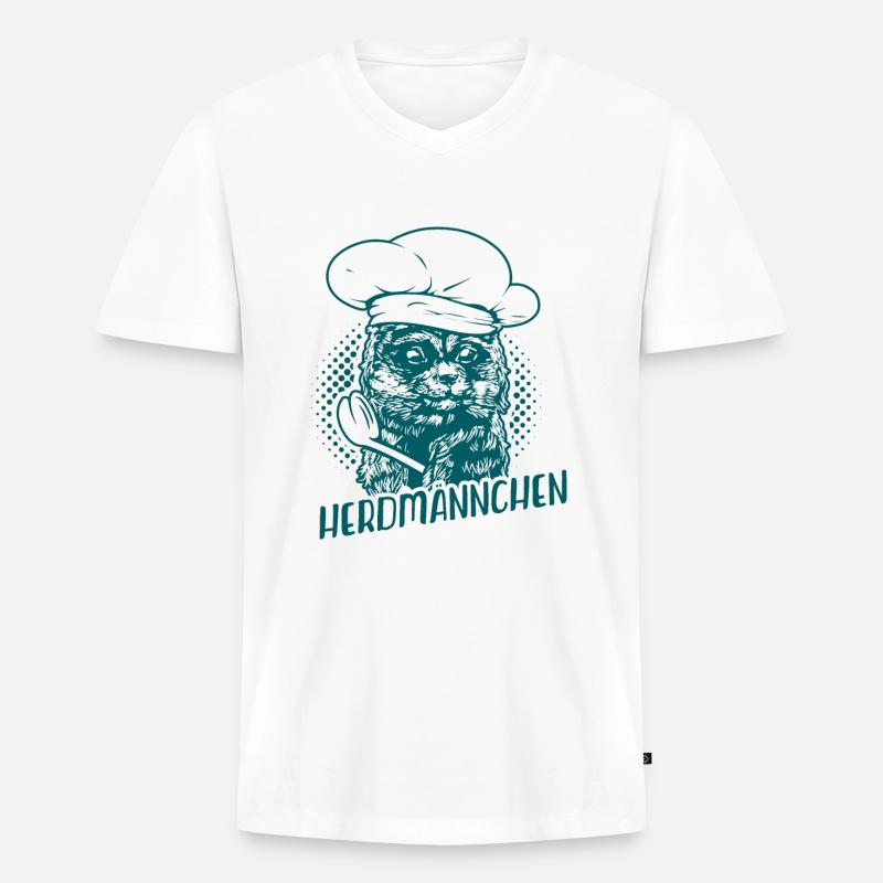 Koch Hobbykoch Kochen Herdmännchen Geschenkidee - Männer Premium Bio T-Shirt mit V-Ausschnitt - Weiß