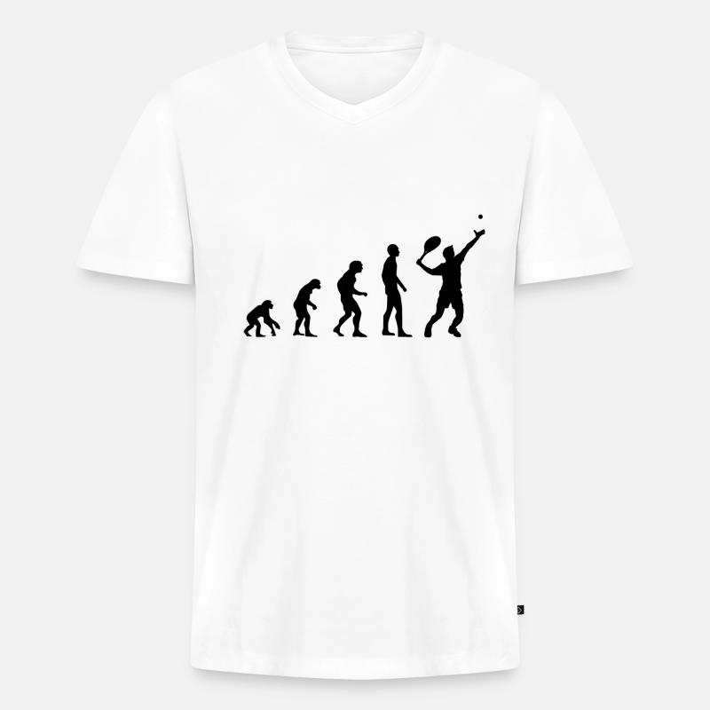 Tennis Evolution - Männer Premium Bio T-Shirt mit V-Ausschnitt - Weiß
