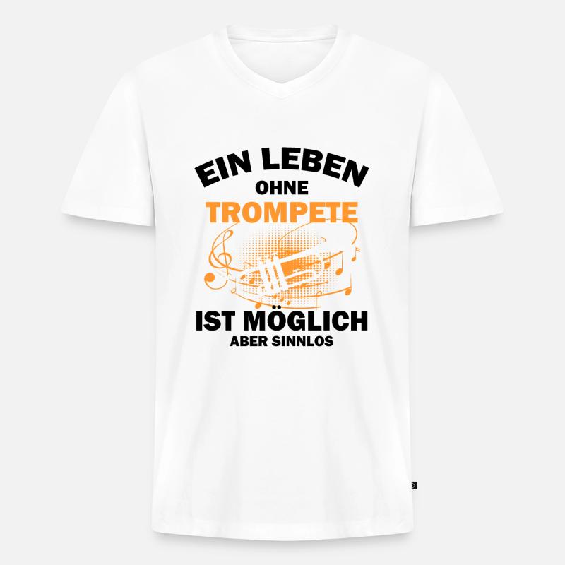 Trompete Trompeter - Männer Premium Bio T-Shirt mit V-Ausschnitt - Weiß