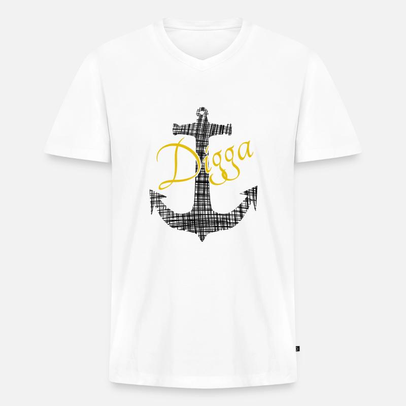 Anker Digga Gold - Männer Premium Bio T-Shirt mit V-Ausschnitt - Weiß