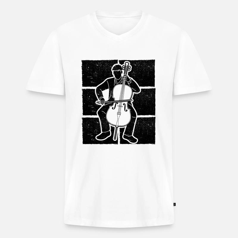 Cello Cellospieler Cellist - Männer Premium Bio T-Shirt mit V-Ausschnitt - Weiß