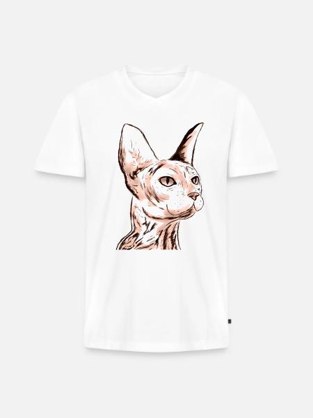 SMALL SPHINX - Men's Premium Organic T-shirt with V-neck - white