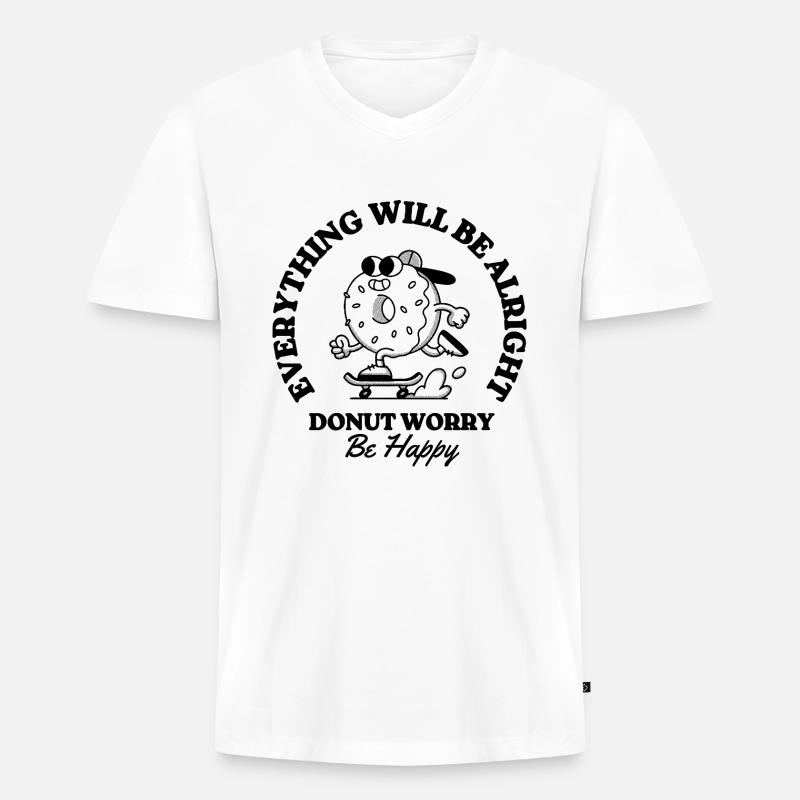Donut-Sorge, sei glücklich - Männer Premium Bio T-Shirt mit V-Ausschnitt - Weiß