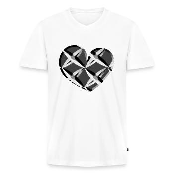 graues herz netz muster gefangen - Männer Premium Bio T-Shirt mit V-Ausschnitt - Weiß - Vorne - Nico (187cm)