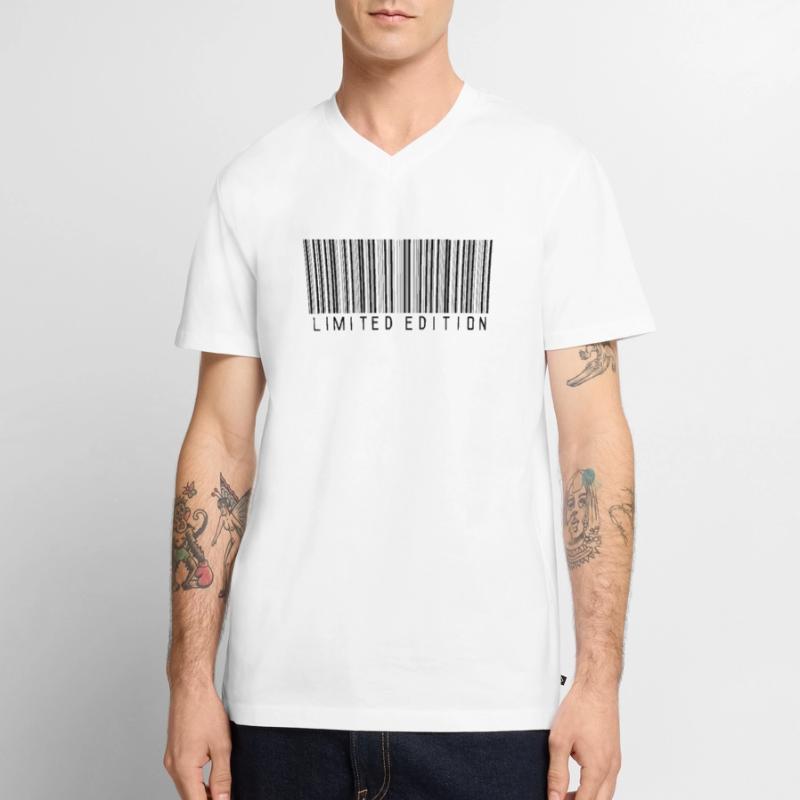 EDITION LIMITÉE - CODE-BARRES - STRICHCODE - SCANNER T-shirt encolure en V Premium bio Homme