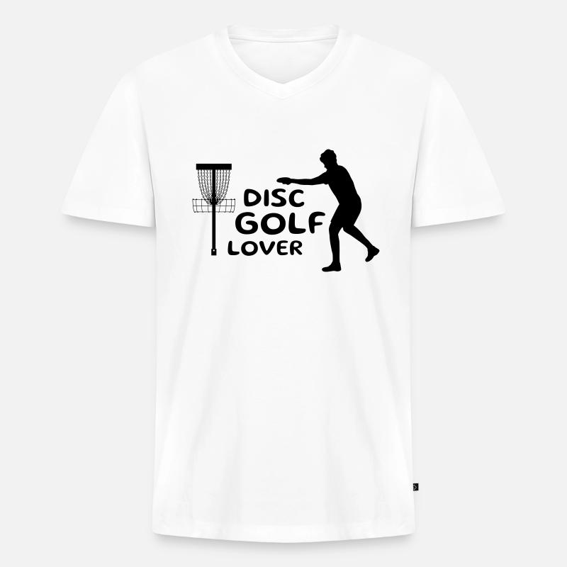Disc Golf Lover Design Geschenk - Männer Premium Bio T-Shirt mit V-Ausschnitt - Weiß