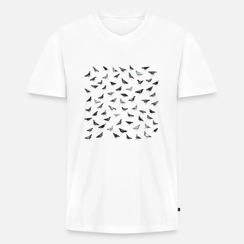 Pigeons Doing Pigeon Things - Männer Premium Bio T-Shirt mit V-Ausschnitt - Weiß