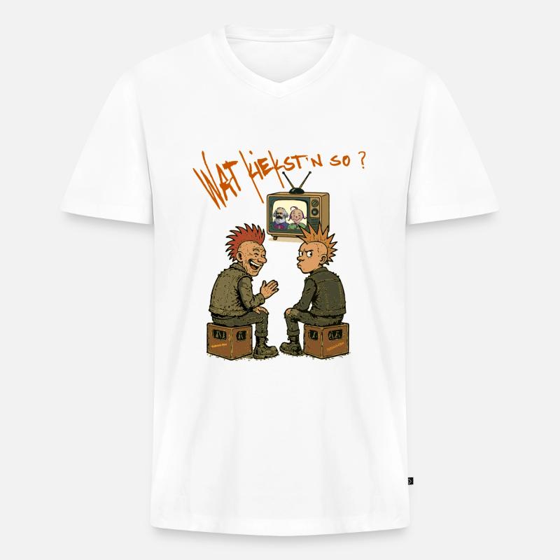 Marx & Moritz - Männer Premium Bio T-Shirt mit V-Ausschnitt - Weiß