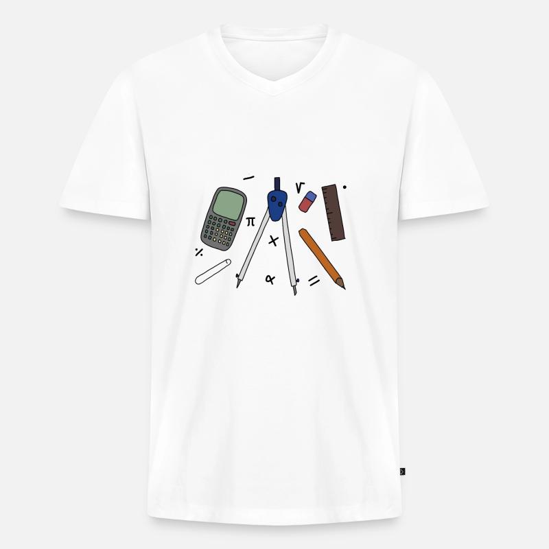 Mathelehrer - Männer Premium Bio T-Shirt mit V-Ausschnitt - Weiß