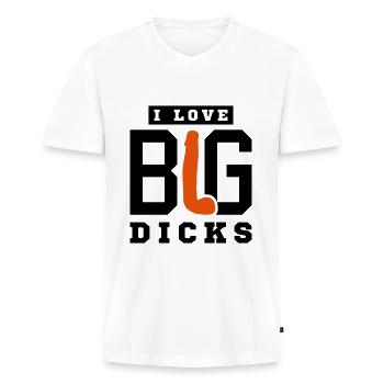 Ich liebe Penis - Männer Premium Bio T-Shirt mit V-Ausschnitt - Weiß - Vorne - Nico (187cm)