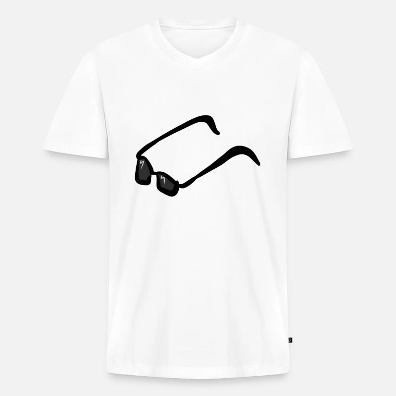 sonnenbrille brille nerd - Männer Premium Bio T-Shirt mit V-Ausschnitt - Weiß