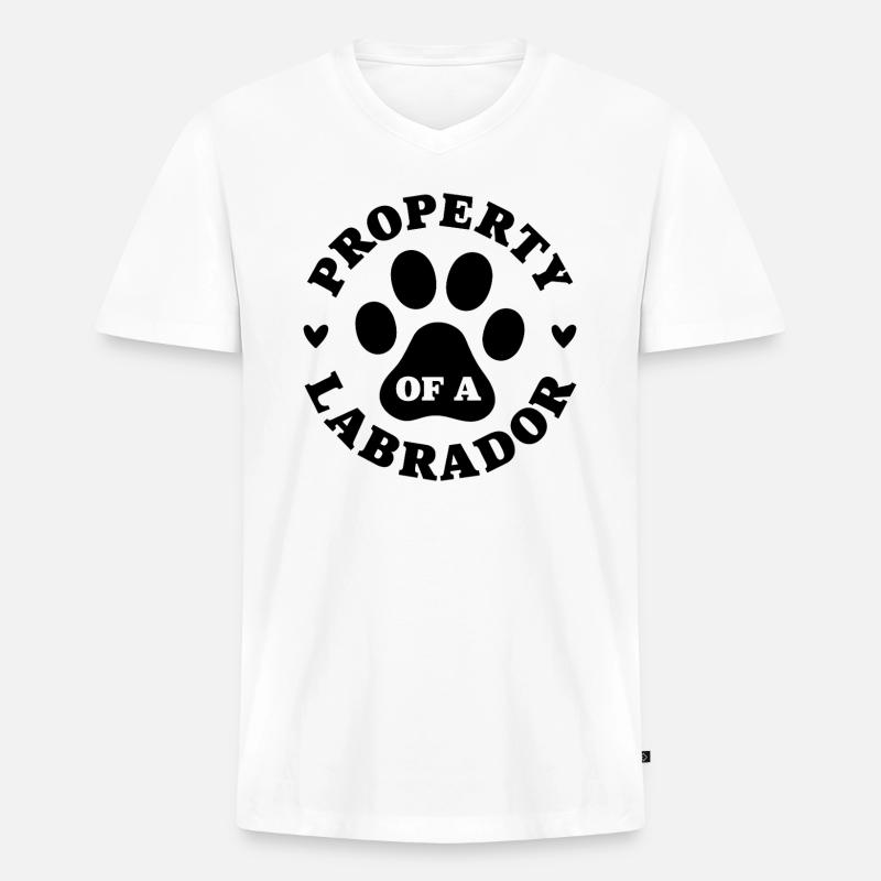 Eigentum eines Labradors - Männer Premium Bio T-Shirt mit V-Ausschnitt - Weiß