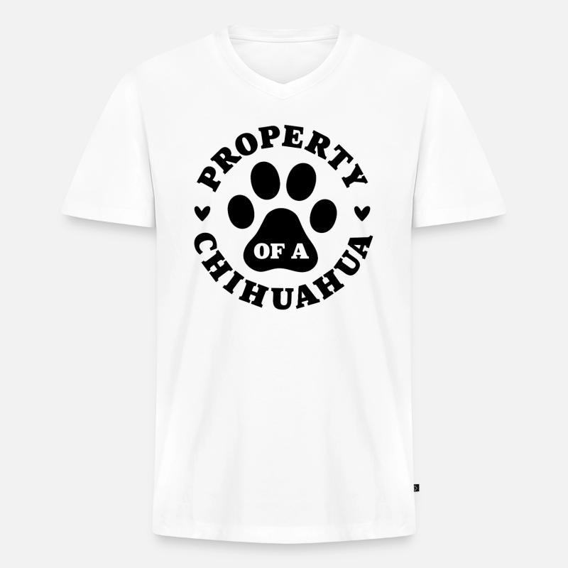 Eigentum eines Chihuahua - Männer Premium Bio T-Shirt mit V-Ausschnitt - Weiß
