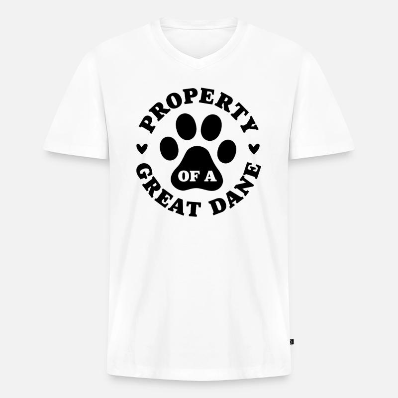 Eigentum einer Deutschen Dogge - Männer Premium Bio T-Shirt mit V-Ausschnitt - Weiß