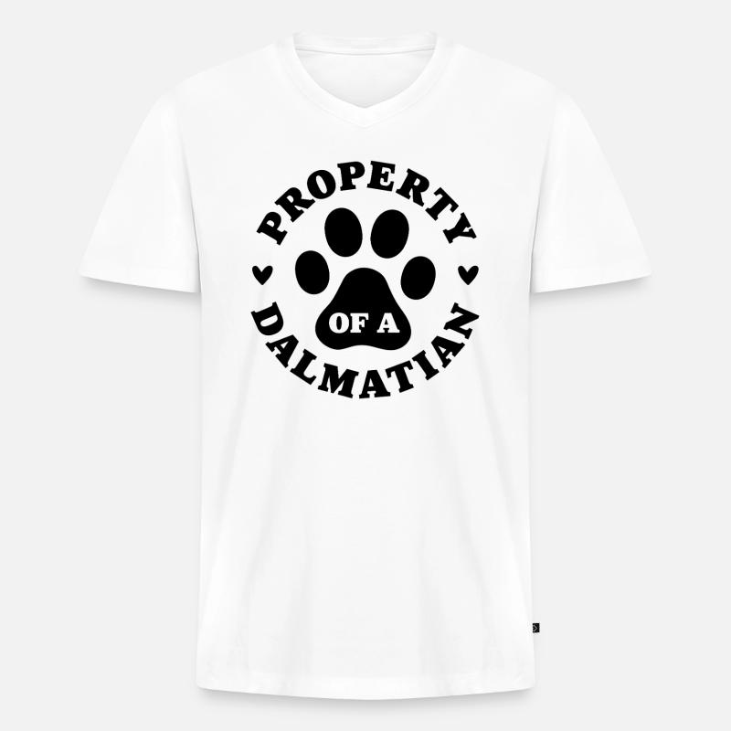 Eigentum eines Dalmatiners - Männer Premium Bio T-Shirt mit V-Ausschnitt - Weiß