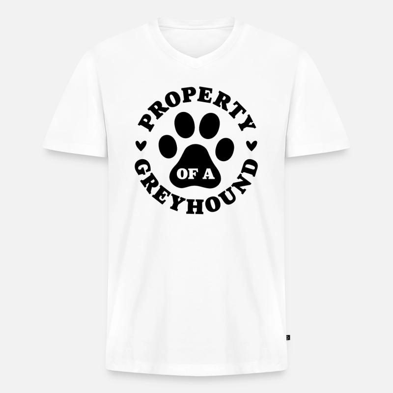 Eigentum eines Windhundes - Männer Premium Bio T-Shirt mit V-Ausschnitt - Weiß
