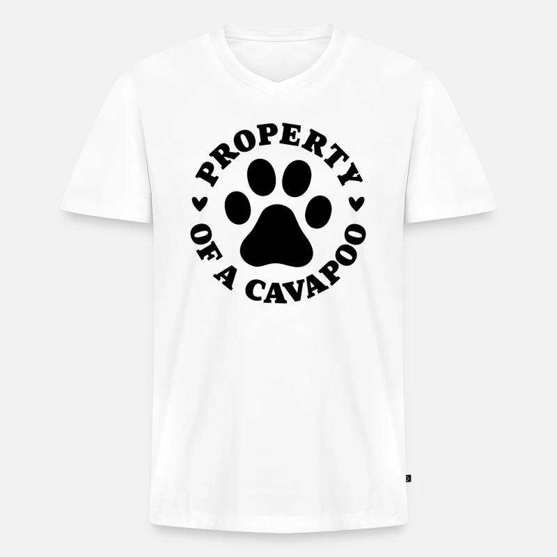 Eigentum eines Cavapoo - Männer Premium Bio T-Shirt mit V-Ausschnitt - Weiß