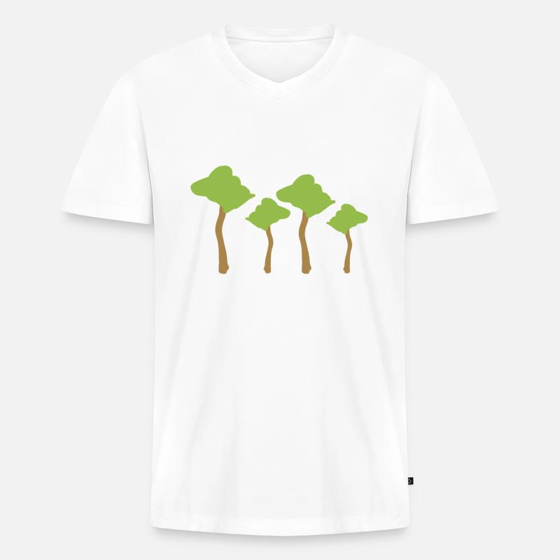 vier Bäume Baum Wald - Männer Premium Bio T-Shirt mit V-Ausschnitt - Weiß