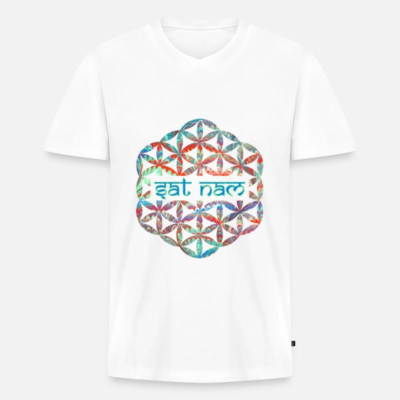 mantra dat nam e 72 - Männer Premium Bio T-Shirt mit V-Ausschnitt - Weiß