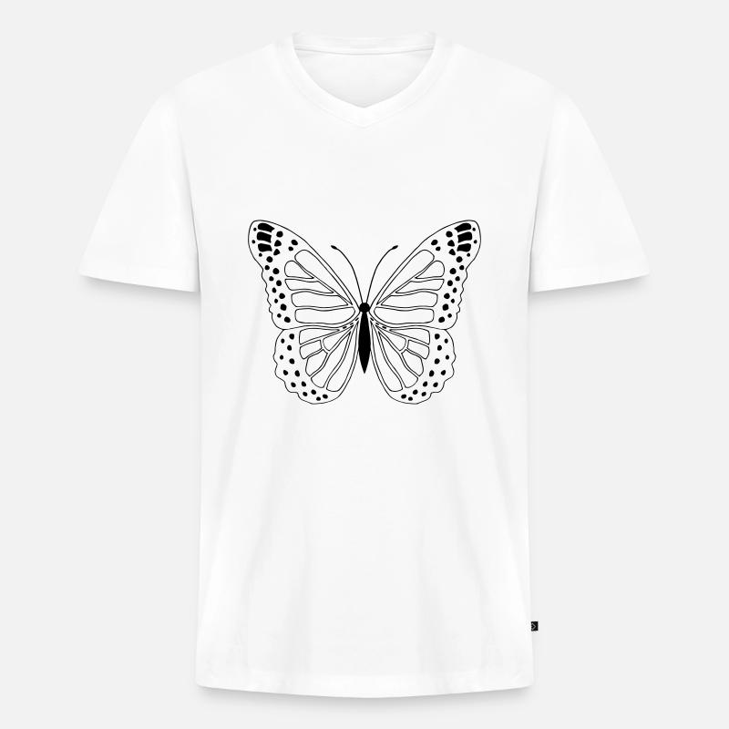 Schmetterling Butterfly Papillon - Männer Premium Bio T-Shirt mit V-Ausschnitt - Weiß