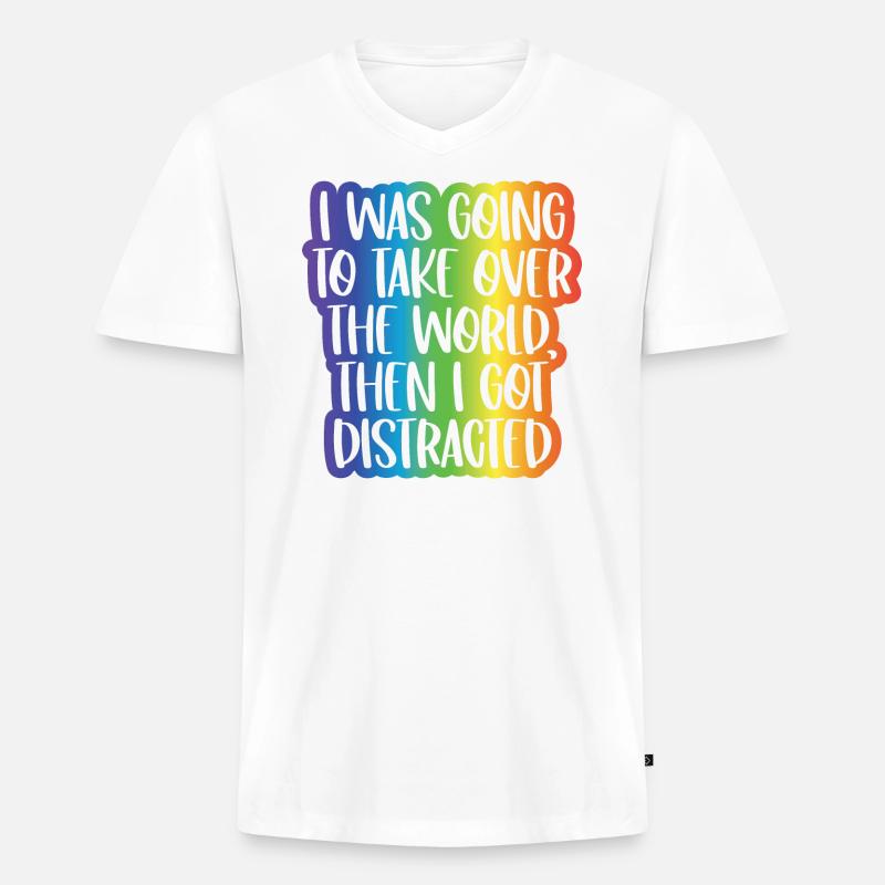 ADHD - Premium økologisk T-shirt med V-hals til mænd - hvid