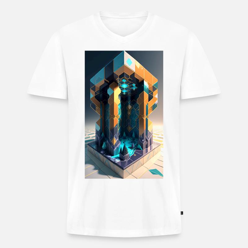 Verpixelte Träume - Männer Premium Bio T-Shirt mit V-Ausschnitt - Weiß