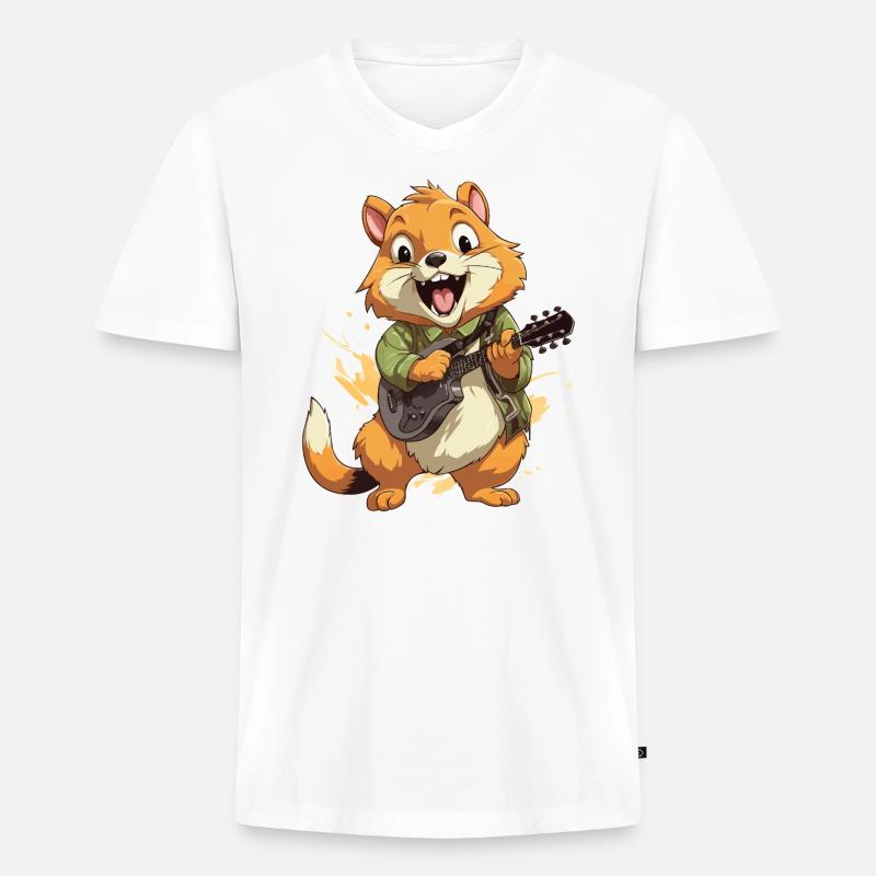 Harmonische Eichhörnchen-Serenade - Männer Premium Bio T-Shirt mit V-Ausschnitt - Weiß