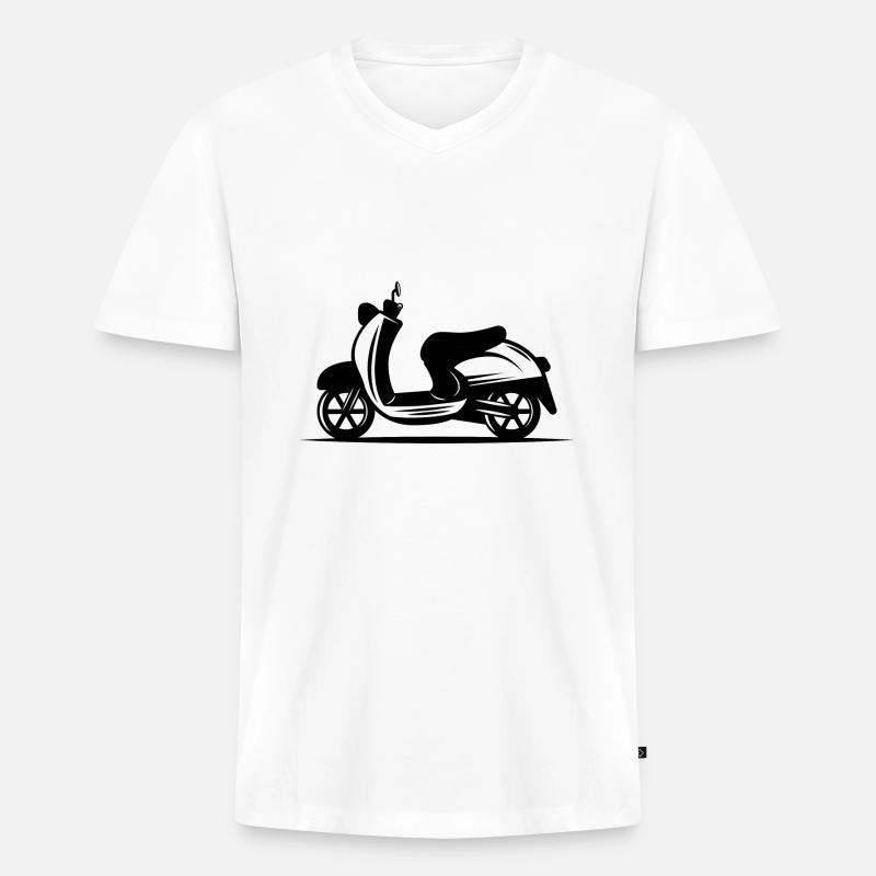 Mofa - Motorroller - Moped - Männer Premium Bio T-Shirt mit V-Ausschnitt - Weiß