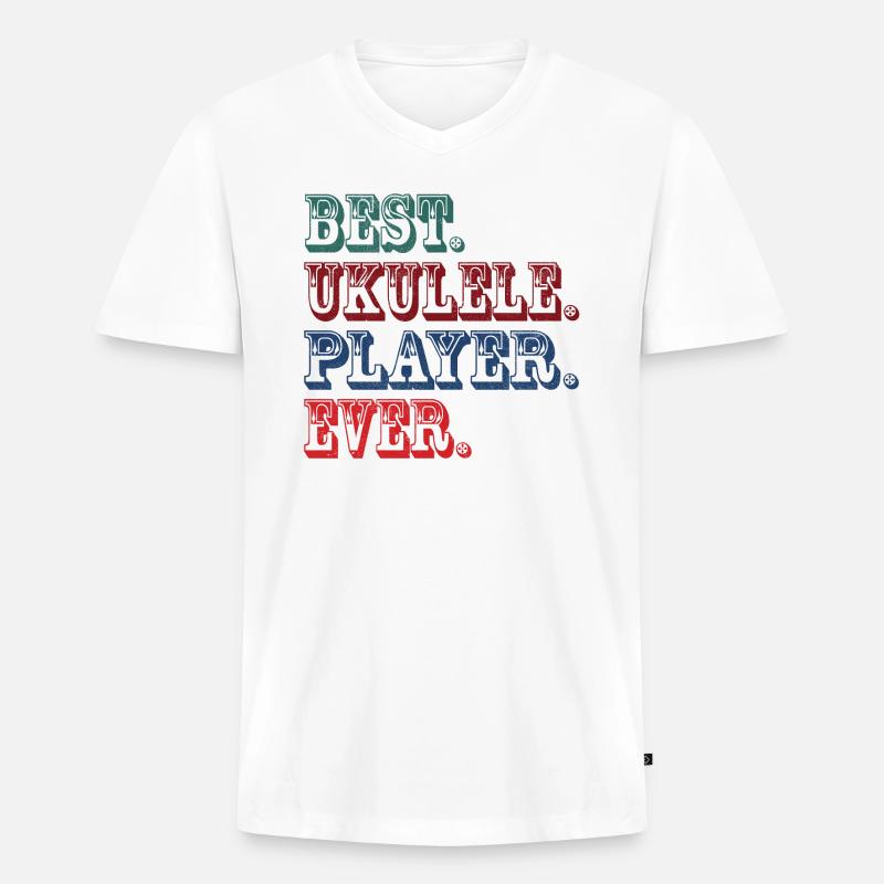Best. Ukulele. Player. Ever. - Männer Premium Bio T-Shirt mit V-Ausschnitt - Weiß
