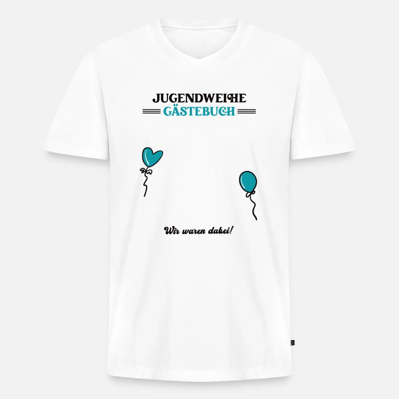 Jugendweihe Gästebuch Jugendfeier Erwachsenwerden - Männer Premium Bio T-Shirt mit V-Ausschnitt - Weiß