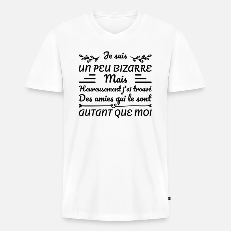 Ich bin ein bisschen komisch - Männer Premium Bio T-Shirt mit V-Ausschnitt - Weiß