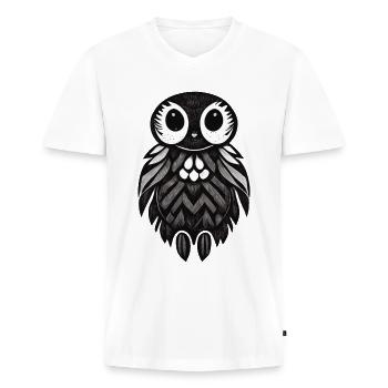 Eule Illustration Psychedelisch Minimal Trance - Männer Premium Bio T-Shirt mit V-Ausschnitt - Weiß - Vorne - Nico (187cm)