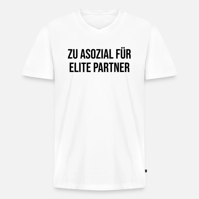 Elite Partner - Männer Premium Bio T-Shirt mit V-Ausschnitt - Weiß