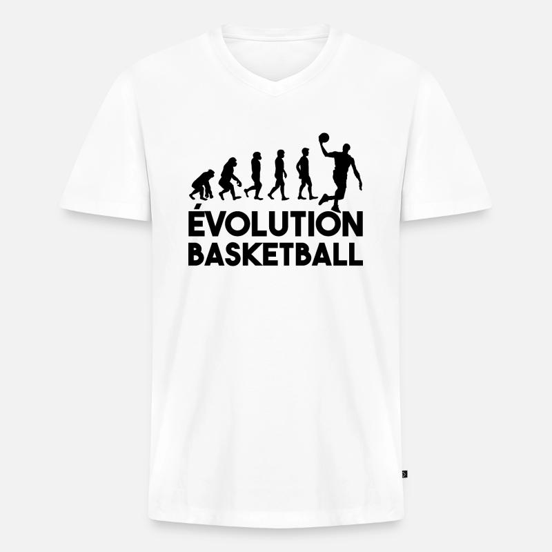 Basketball-Evolution - Männer Premium Bio T-Shirt mit V-Ausschnitt - Weiß