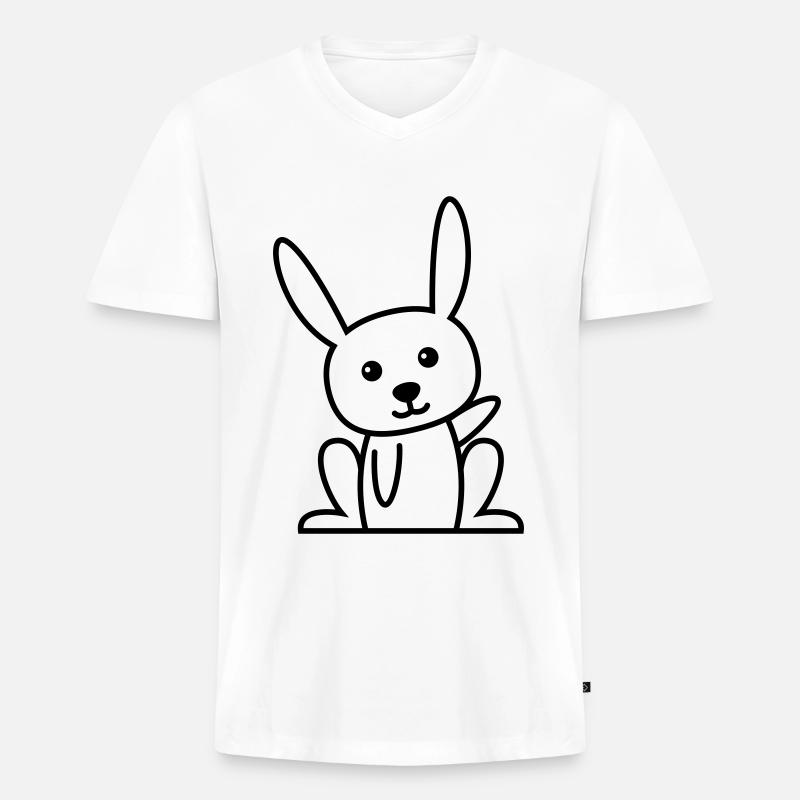 Hase Comic Tier - Männer Premium Bio T-Shirt mit V-Ausschnitt - Weiß