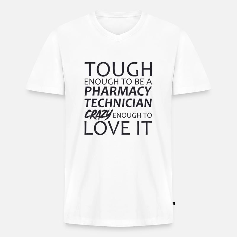 Pharmacy technician Crazy - Männer Premium Bio T-Shirt mit V-Ausschnitt - Weiß