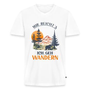 Mir reichts - ich geh Wandern - Männer Premium Bio T-Shirt mit V-Ausschnitt - Weiß - Vorne - Nico (187cm)