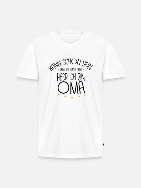 Oma - Männer Premium Bio T-Shirt mit V-Ausschnitt - Weiß