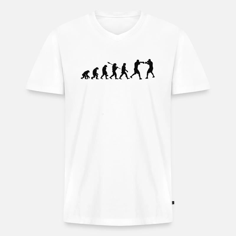 Evolution des Boxens | Boxer-Geschenk - Männer Premium Bio T-Shirt mit V-Ausschnitt - Weiß