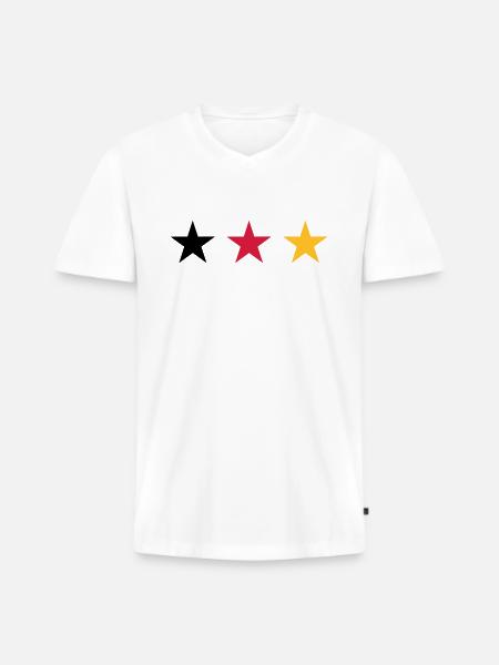 Three stars Germany flag - Men's Premium Organic T-shirt with V-neck - white