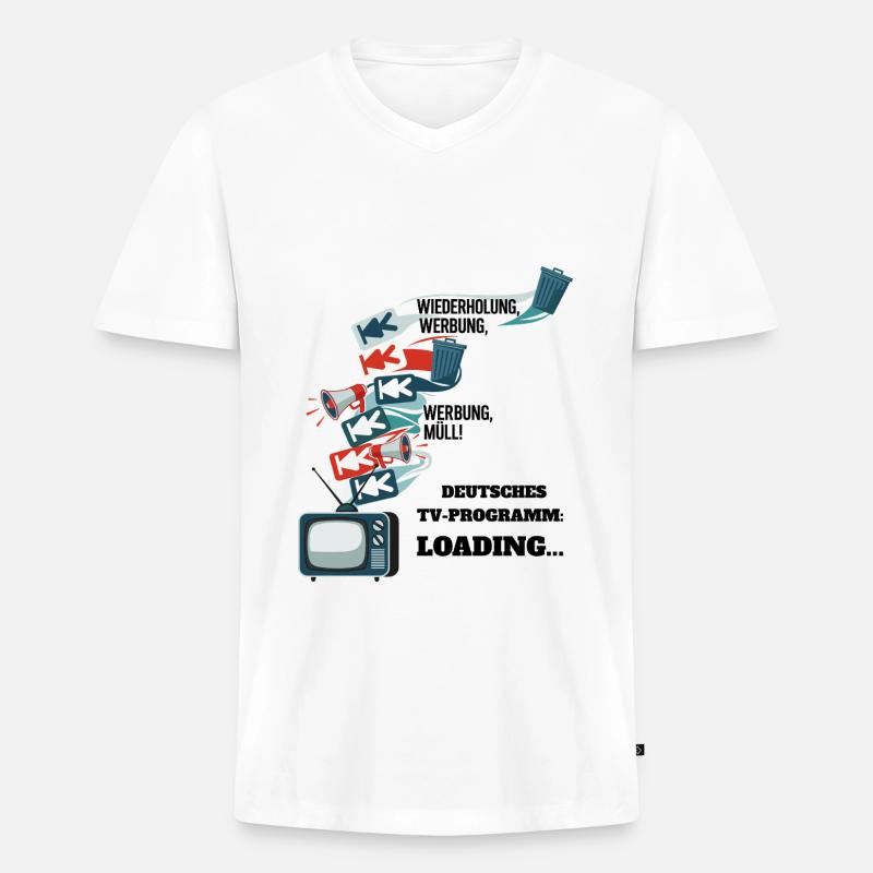 Deutsches TV-Programm: Loading... - Männer Premium Bio T-Shirt mit V-Ausschnitt - Weiß