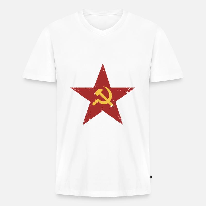 Soviet retro Design - Männer Premium Bio T-Shirt mit V-Ausschnitt - Weiß