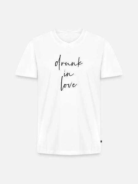 Drunk in Love - Männer Premium Bio T-Shirt mit V-Ausschnitt - Weiß