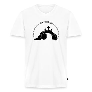 Jesus lives - Men's Premium Organic T-shirt with V-neck - white - Front - Nico (187cm)
