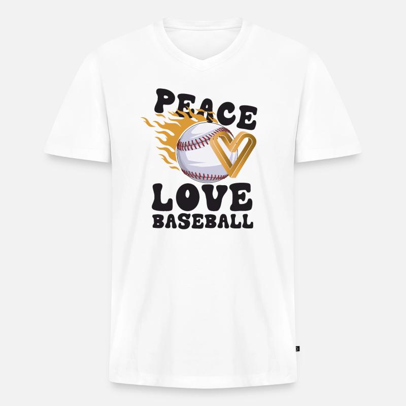 Mädchen Frieden Liebe Baseball - Männer Premium Bio T-Shirt mit V-Ausschnitt - Weiß