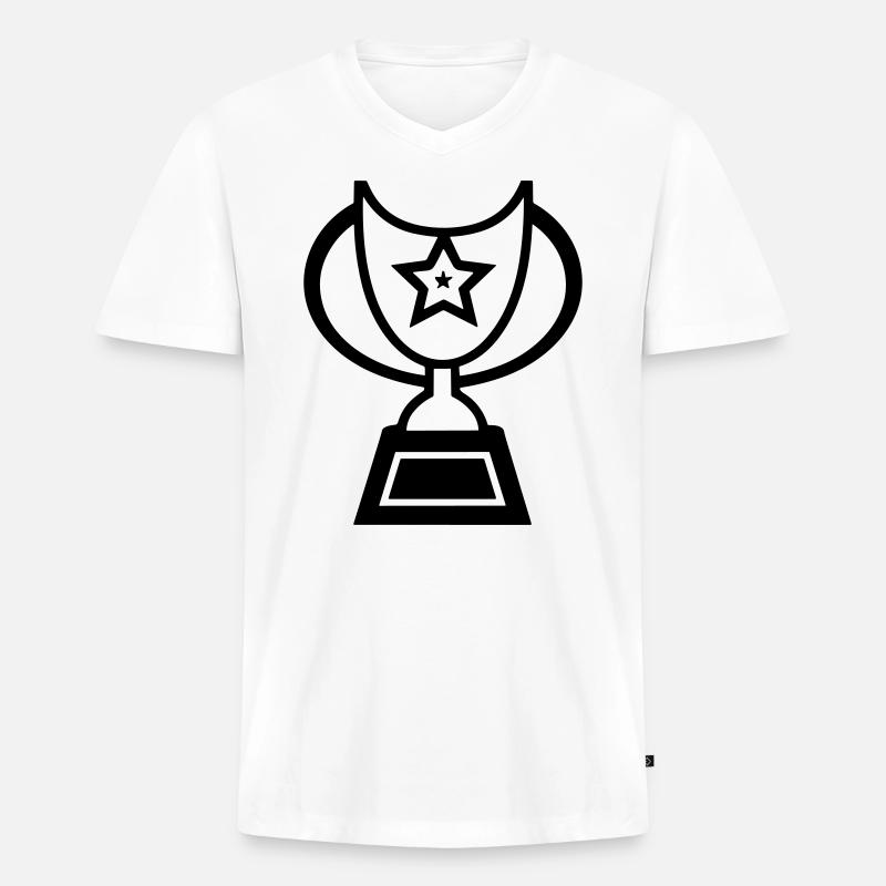 Trophäe - Männer Premium Bio T-Shirt mit V-Ausschnitt - Weiß