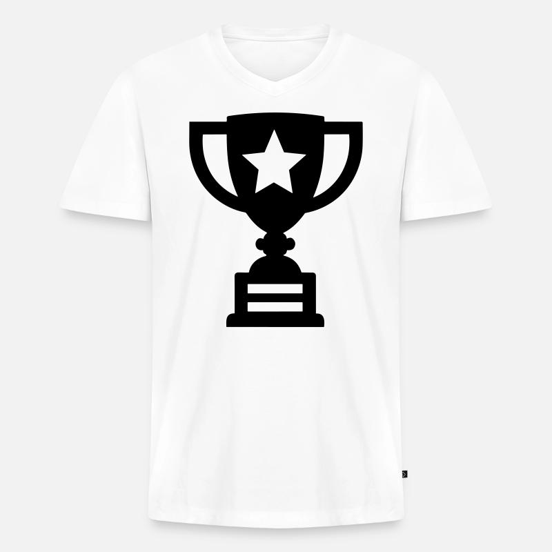 Trophäe - Männer Premium Bio T-Shirt mit V-Ausschnitt - Weiß