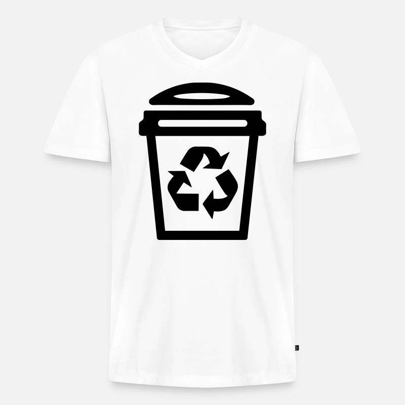 Mülltonne - Männer Premium Bio T-Shirt mit V-Ausschnitt - Weiß