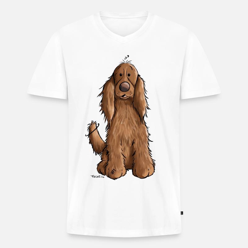 Cocker Spaniel mach Sitz - Männer Premium Bio T-Shirt mit V-Ausschnitt - Weiß
